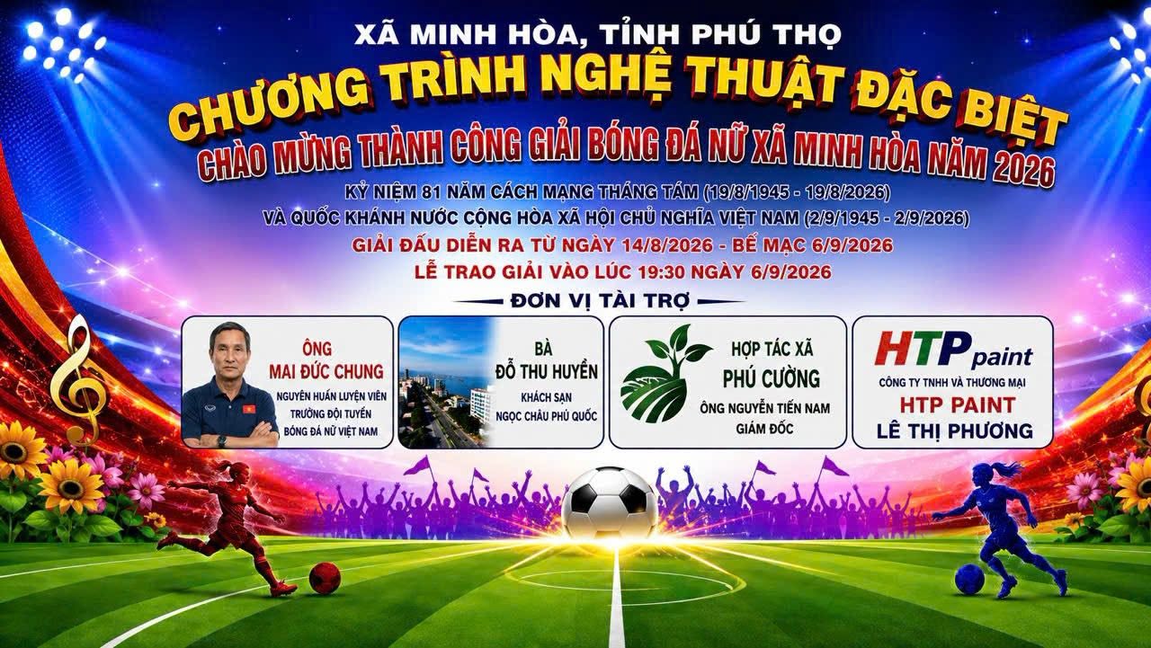 THÔNG BÁO LỊCH THI ĐẤU CHUNG KẾT GIẢI BÓNG ĐÁ NỮ XÃ MINH HÒA NĂM 2026